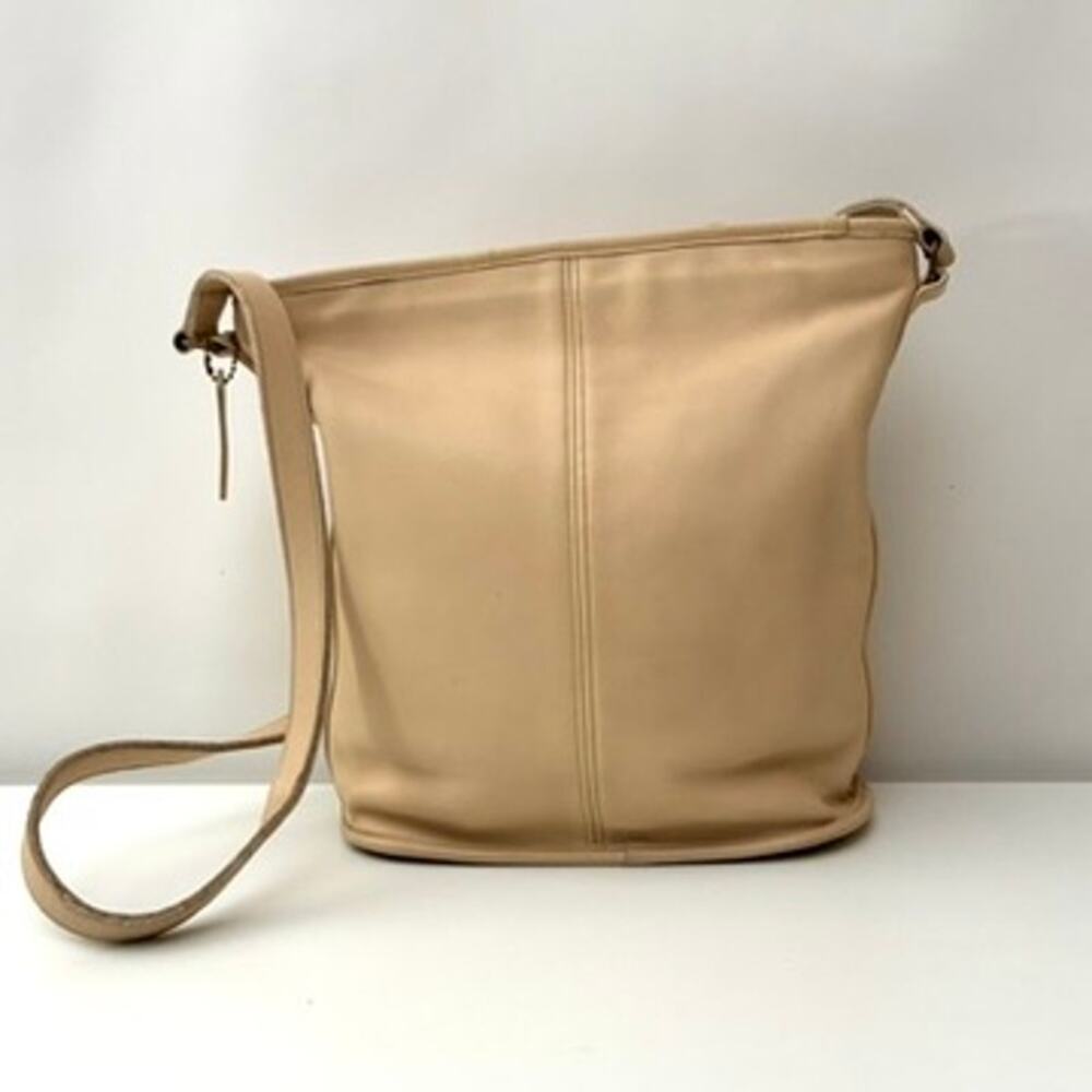 Vintage 1980s Bone Leather Coach Beekler Bucket Shoulder Bag - Picture 2 of 11